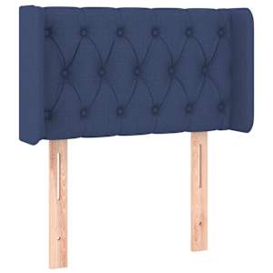 Čelo postele typu ušák modré 83 x 16 x 78/88 cm textil - obrázek 2