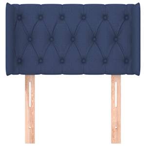Čelo postele typu ušák modré 83 x 16 x 78/88 cm textil - obrázek 3