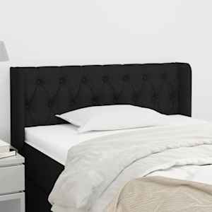 Vzglavje z ušesi črno 93x16x78/88 cm blago