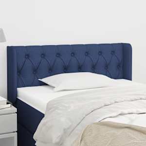 Čelo postele typu ušák modré 93 x 16 x 78/88 cm textil - obrázek 1