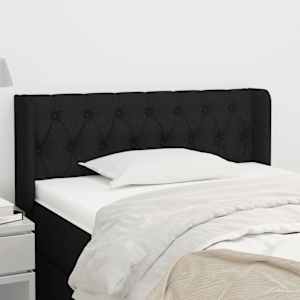 Čelo postele typu ušák černé 103 x 16 x 78/88 cm textil - obrázek 1