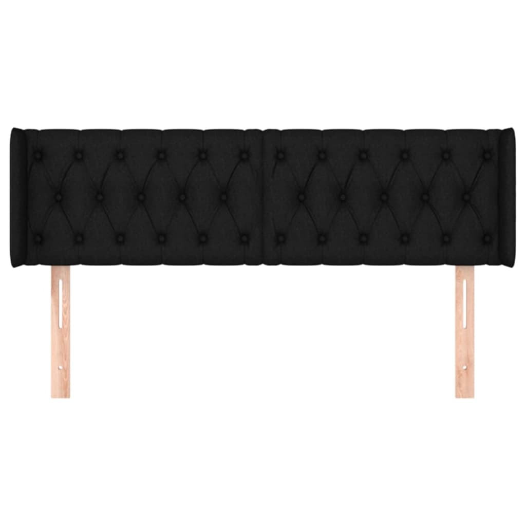 vidaXL Hoofdbord met randen 147x16x78/88 cm stof zwart afbeelding