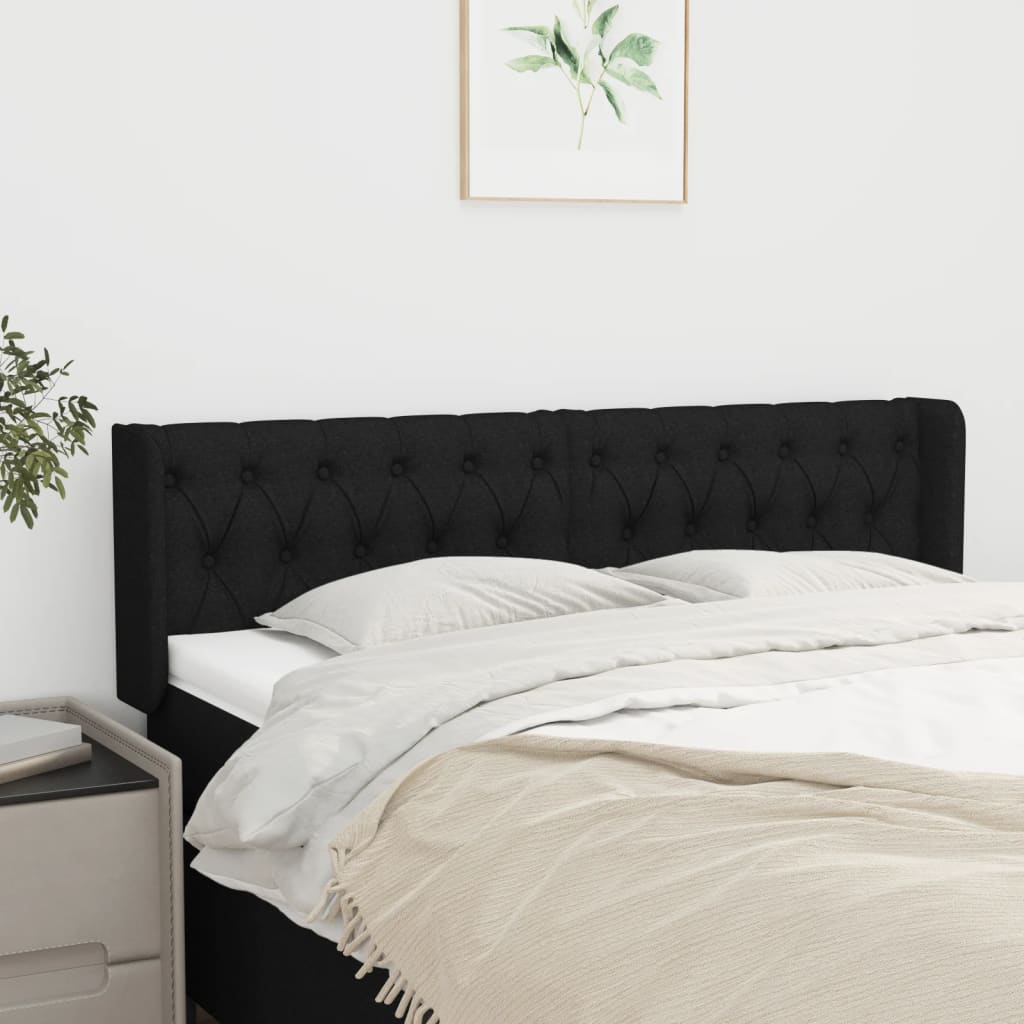 vidaXL Tăblie de pat cu aripioare negru 147x16x78/88 cm textil
