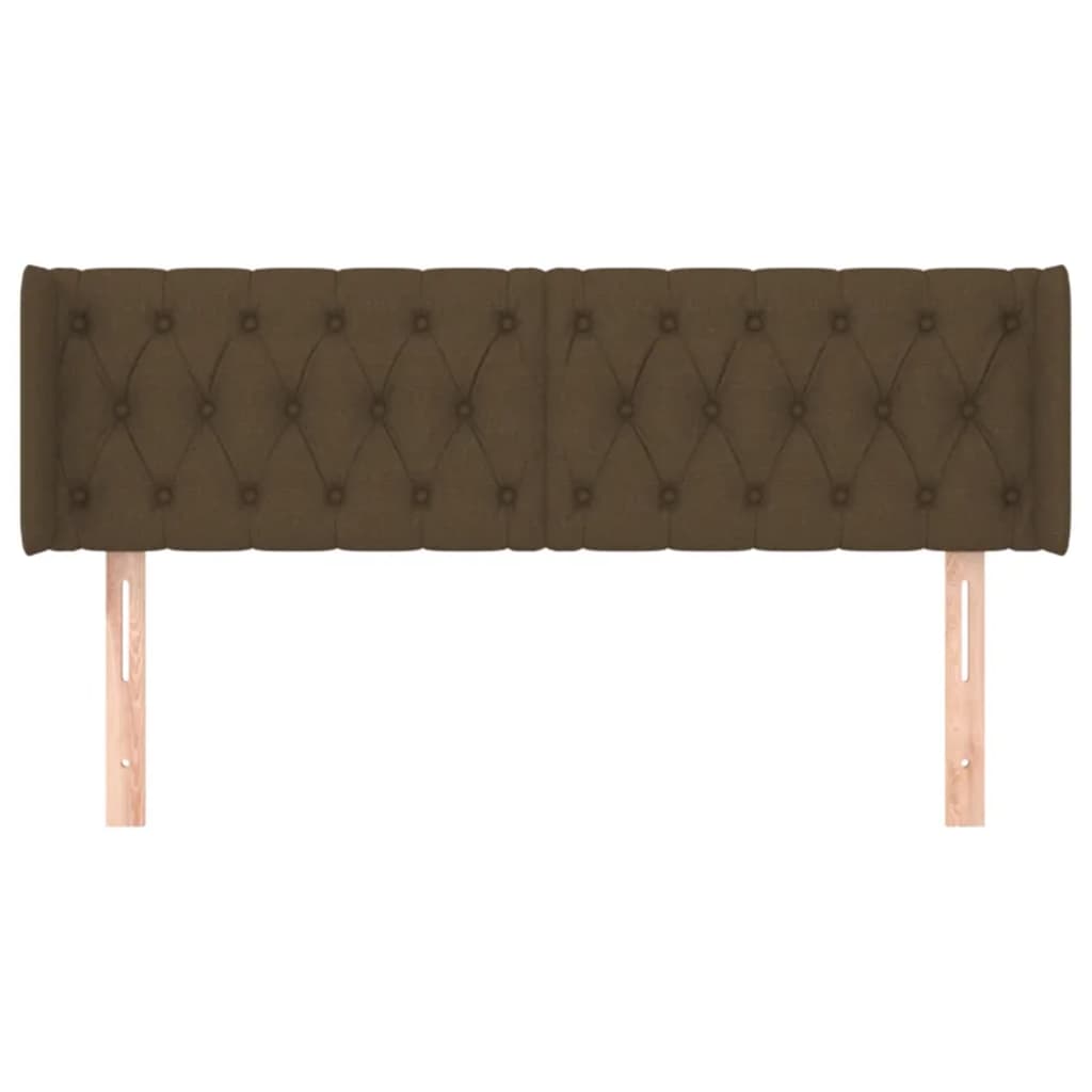 vidaXL Hoofdbord met randen 147x16x78/88 cm stof donkerbruin afbeelding