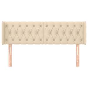 Čelo postele typu ušák krémové 147 x 16 x 78/88 cm textil - obrázek 3