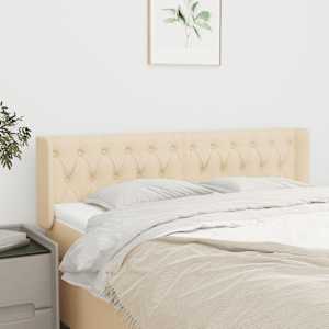 Čelo postele typu ušák krémové 147 x 16 x 78/88 cm textil - obrázek 1