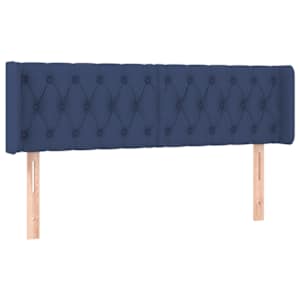 Čelo postele typu ušák modré 147 x 16 x 78/88 cm textil - obrázek 2