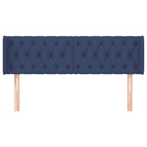 Čelo postele typu ušák modré 147 x 16 x 78/88 cm textil - obrázek 3