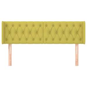 vidaXL Tăblie de pat cu aripioare, verde, 147x16x78/88 cm textil