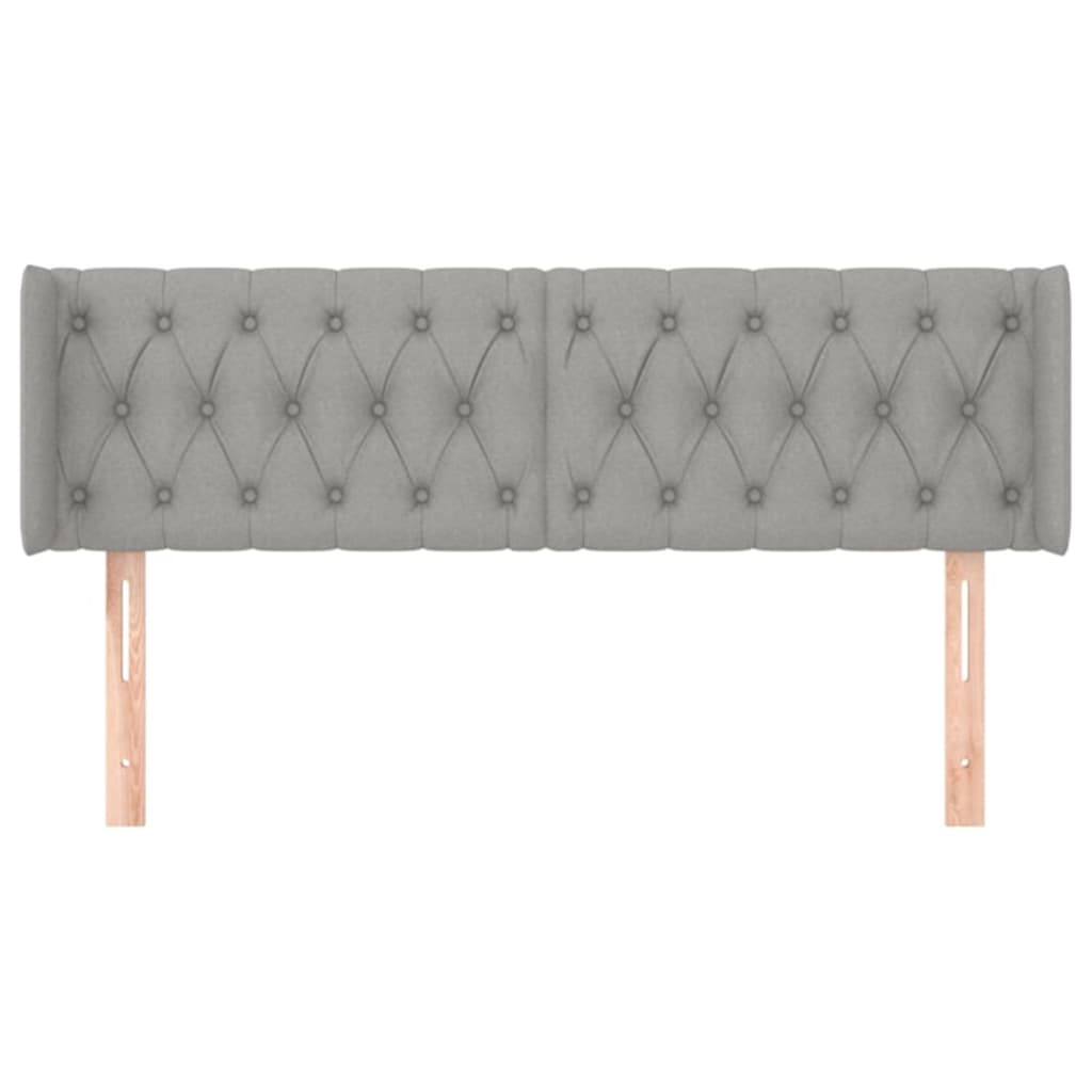 vidaXL Hoofdbord met randen 163x16x78/88 cm stof lichtgrijs afbeelding