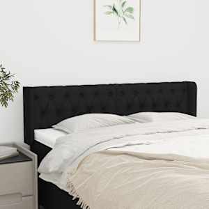 Čelo postele typu ušák černé 163 x 16 x 78/88 cm textil - obrázek 1