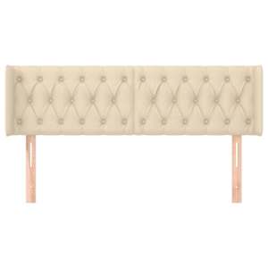 Čelo postele typu ušák krémové 163 x 16 x 78/88 cm textil - obrázek 3