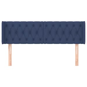 Čelo postele typu ušák modré 163 x 16 x 78/88 cm textil - obrázek 3