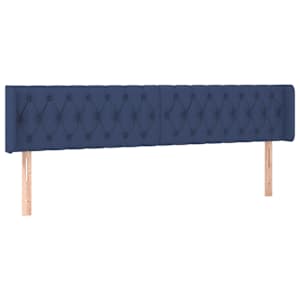 Čelo postele typu ušák modré 203 x 16 x 78/88 cm textil - obrázek 2