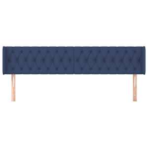 Čelo postele typu ušák modré 203 x 16 x 78/88 cm textil - obrázek 3
