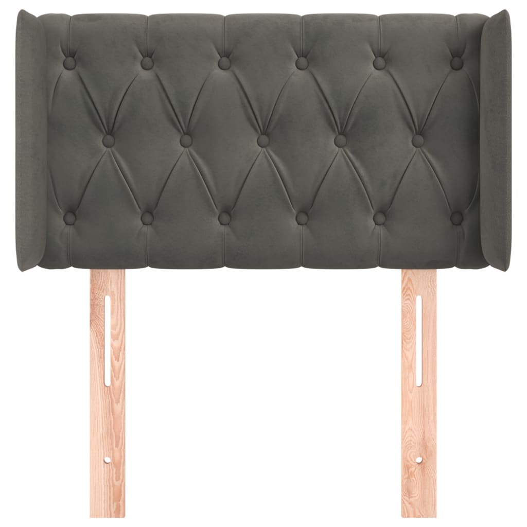 vidaXL Hoofdbord met randen 83x16x78/88 cm fluweel donkergrijs afbeelding