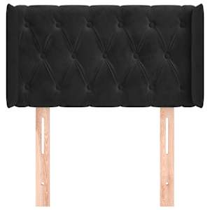 Čelo postele typu ušák černé 83 x 16 x 78/88 cm samet - obrázek 3