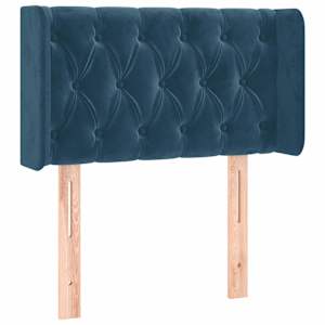 Čelo postele typu ušák tmavě modrá 83 x 16 x 78/88 cm samet - obrázek 2