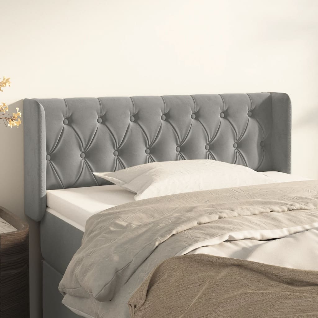 vidaXL Tăblie de pat cu aripioare gri deschis 93x16x78/88 cm catifea