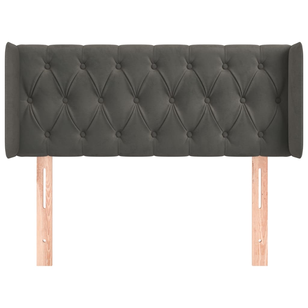 vidaXL Hoofdbord met randen 93x16x78/88 cm fluweel donkergrijs afbeelding