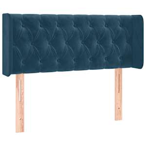 Čelo postele typu ušák tmavě modrá 93x16x78/88 cm samet - obrázek 2