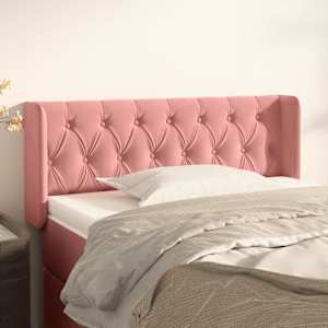 Čelo postele typu ušák růžová 93x16x78/88 cm samet - obrázek 1