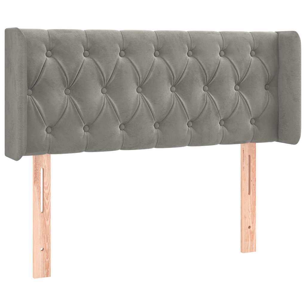 vidaXL Hoofdbord met randen 103x16x78/88 cm fluweel lichtgrijs grijs, foto 3