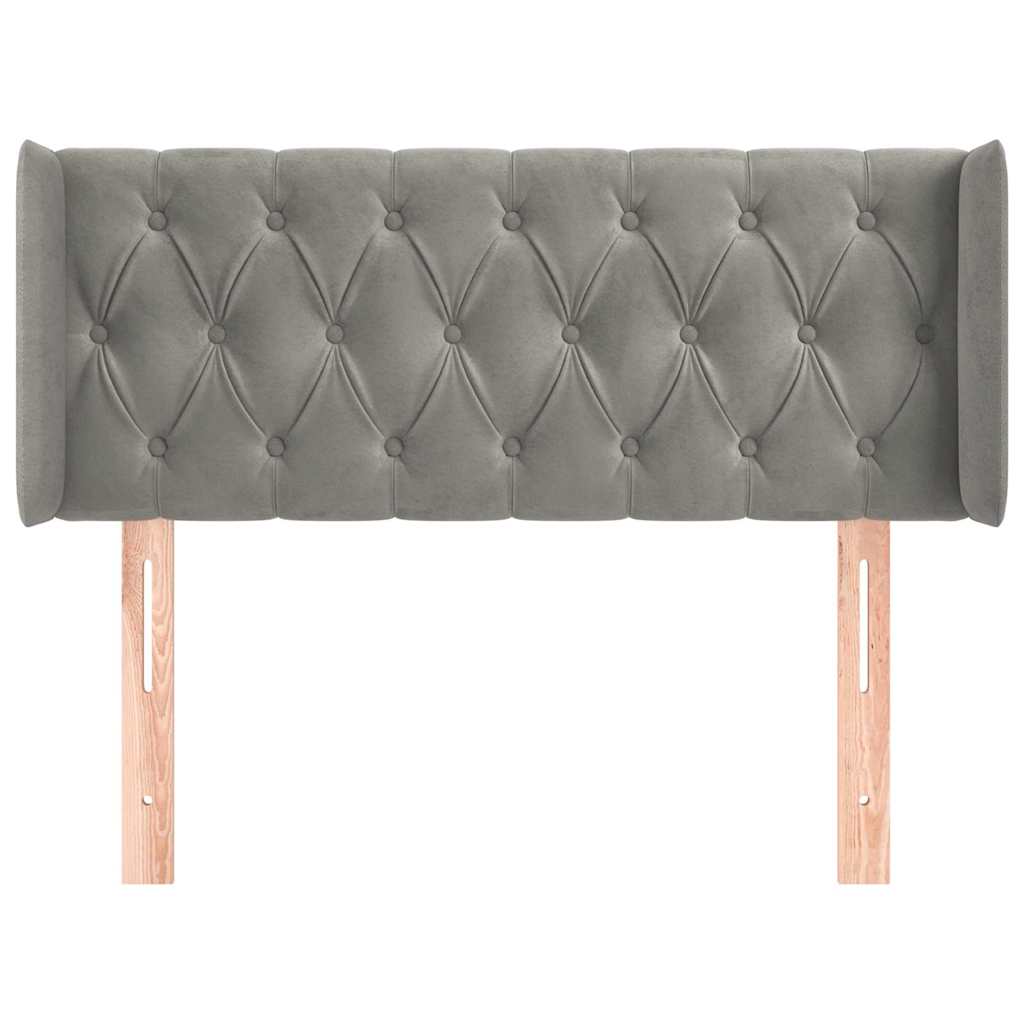 vidaXL Hoofdbord met randen 103x16x78/88 cm fluweel lichtgrijs grijs, foto 2