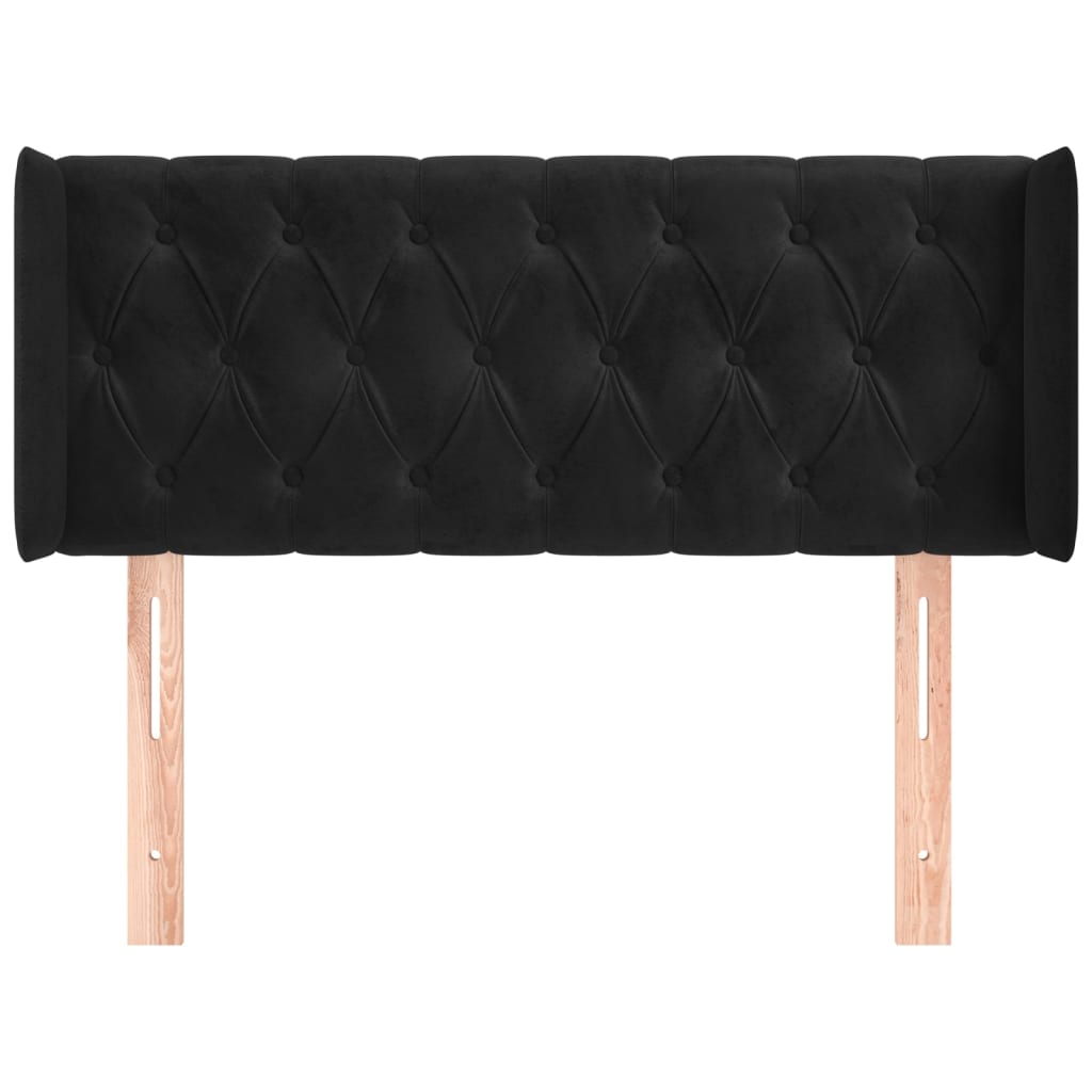 vidaXL Hoofdbord met randen 103x16x78/88 cm fluweel zwart afbeelding