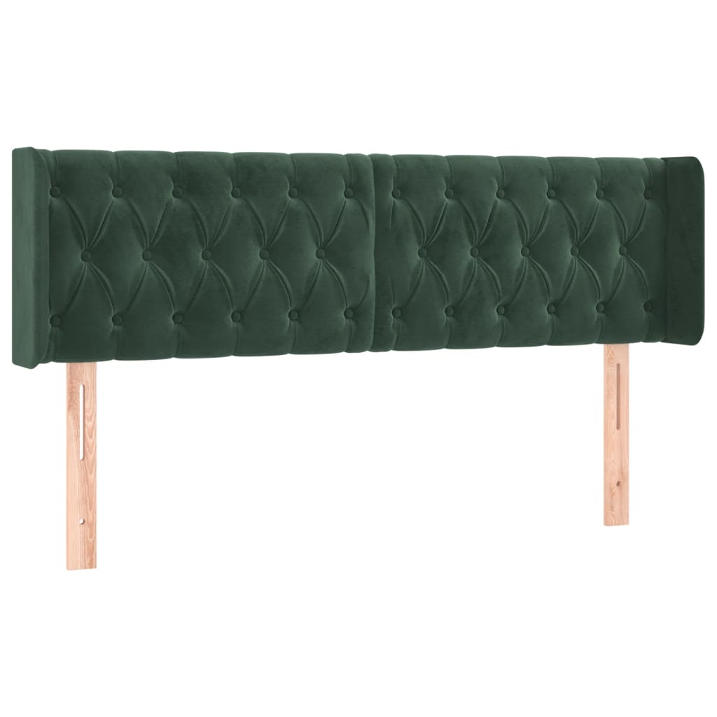 vidaXL Čelo postele typu ušák tmavě zelená 147x16x78/88 cm samet