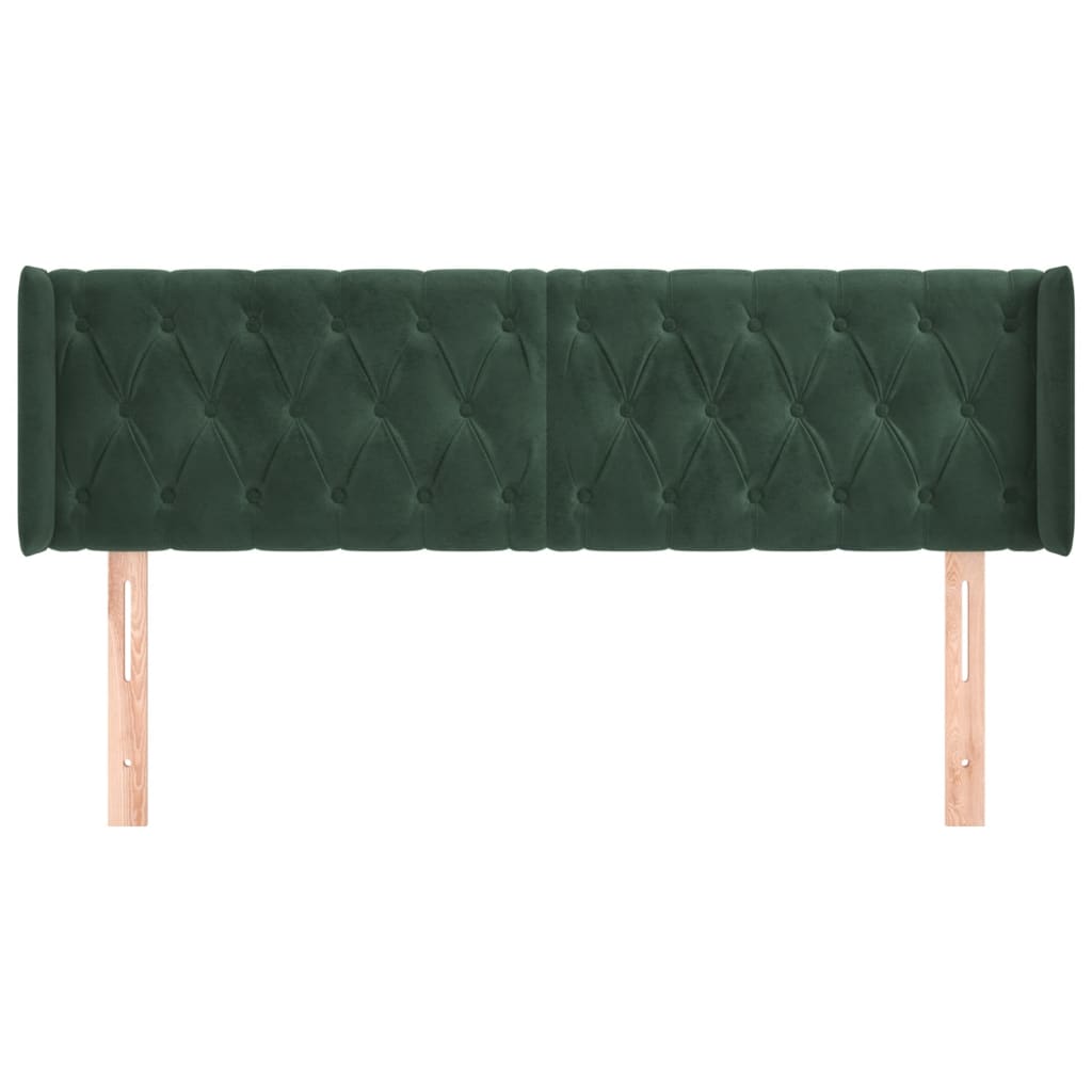 vidaXL Hoofdbord met randen 147x16x78/88 cm fluweel donkergroen afbeelding