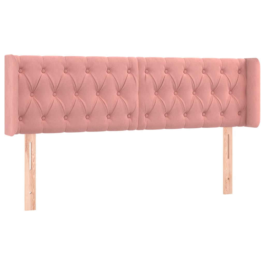 vidaXL Čelo postele typu ušák růžová 147x16x78/88 cm samet
