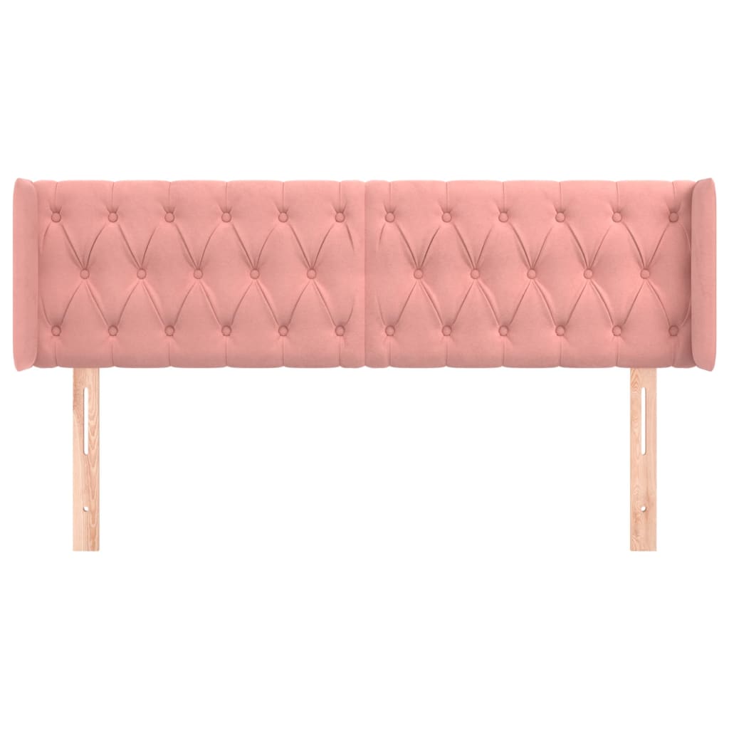 vidaXL Hoofdbord met randen 147x16x78/88 cm fluweel roze afbeelding