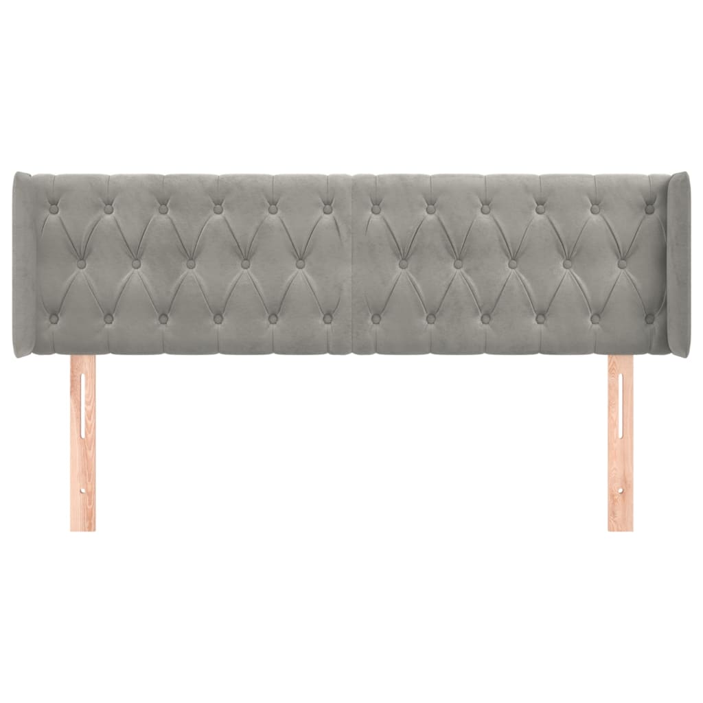 vidaXL Hoofdbord met randen 163x16x78/88 cm fluweel lichtgrijs afbeelding