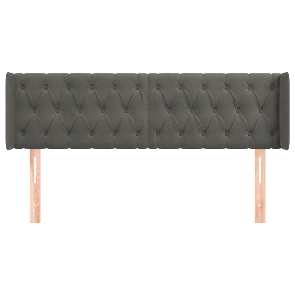 vidaXL Hoofdbord met randen 163x16x78/88 cm fluweel donkergrijs afbeelding
