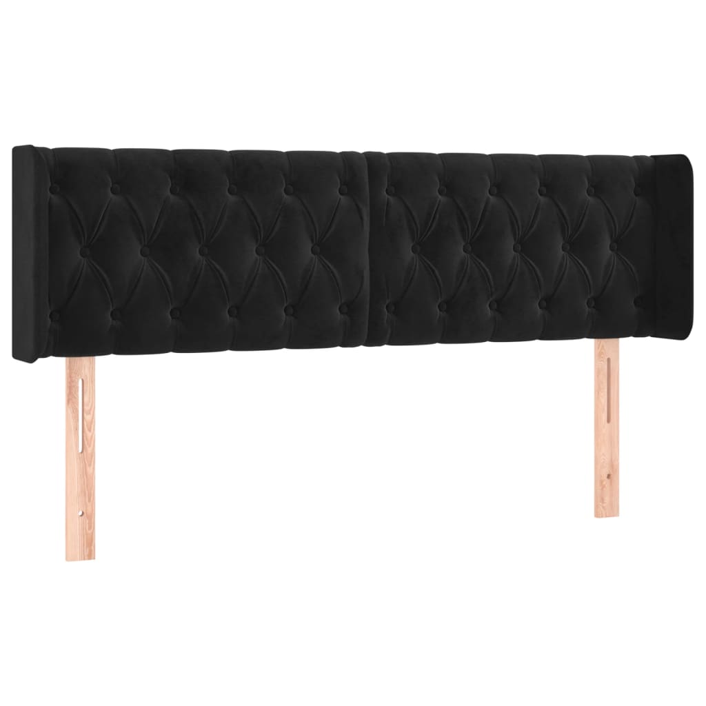 vidaXL Čelo postele typu ušák černé 163x16x78/88 cm samet