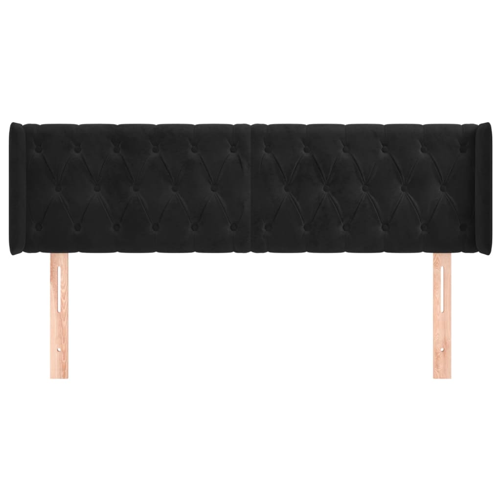 vidaXL Hoofdbord met randen 163x16x78/88 cm fluweel zwart afbeelding