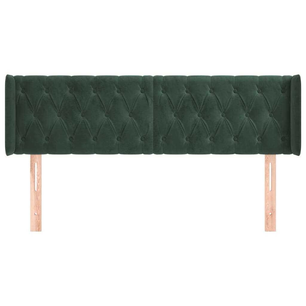 vidaXL Hoofdbord met randen 163x16x78/88 cm fluweel donkergroen afbeelding