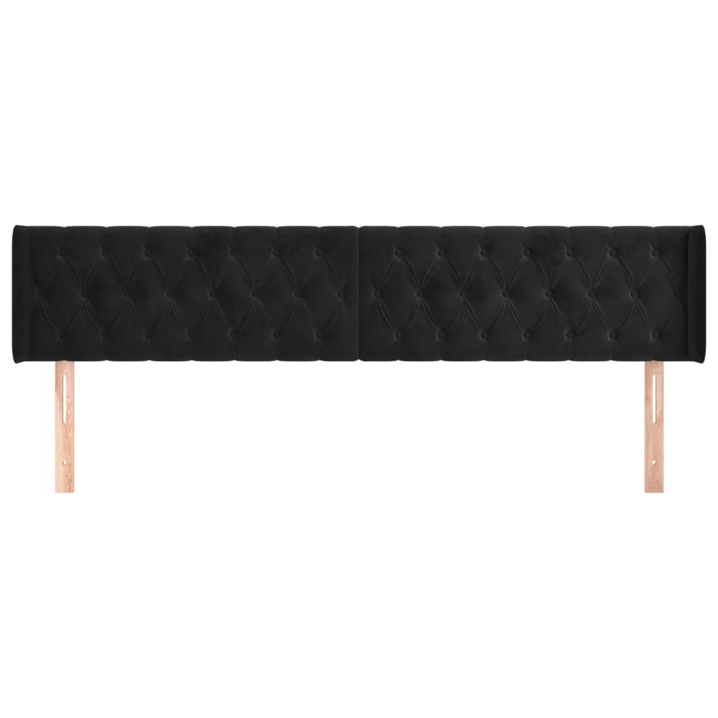 vidaXL Hoofdbord met randen 183x16x78/88 cm fluweel zwart afbeelding