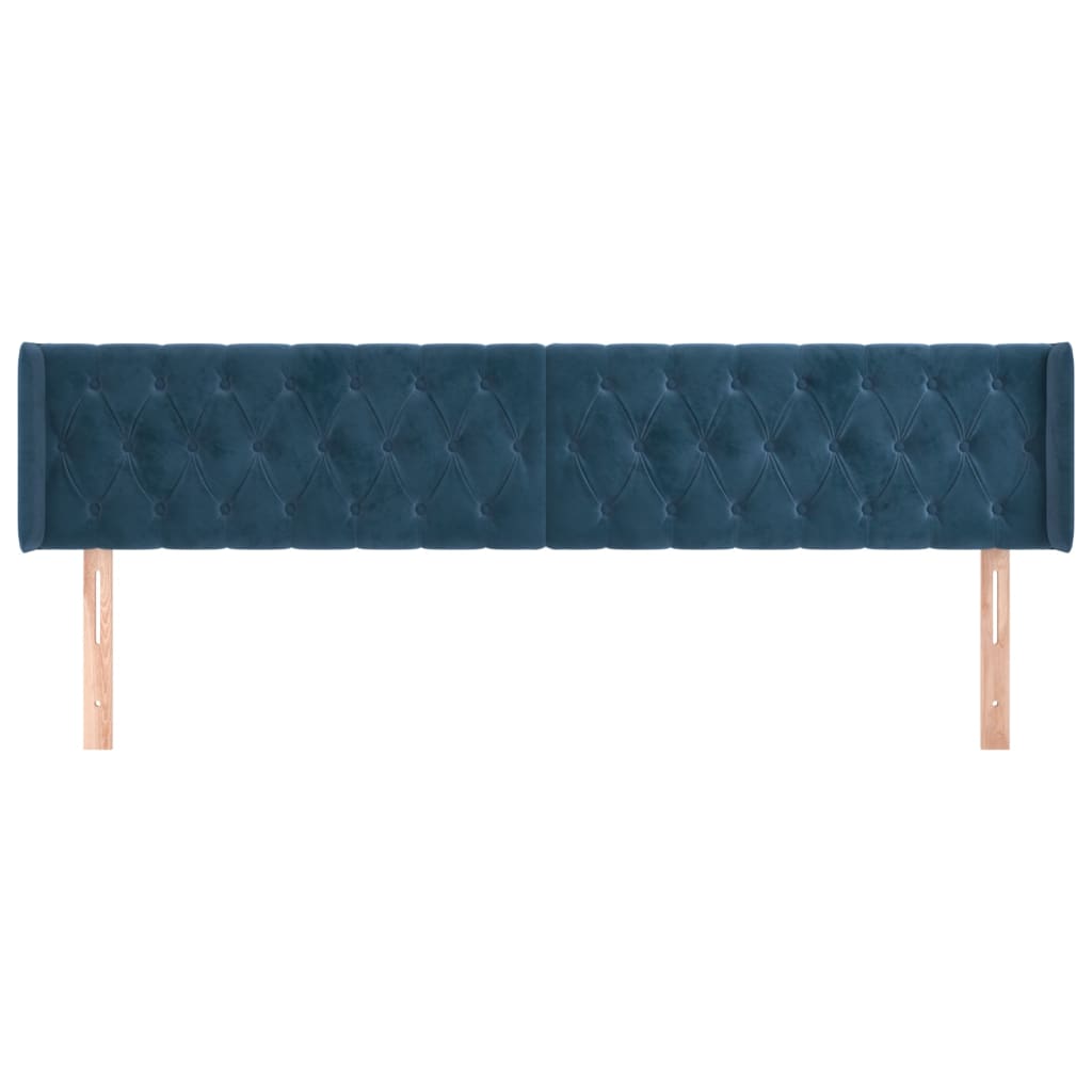 vidaXL Hoofdbord met randen 183x16x78/88 cm fluweel donkerblauw afbeelding