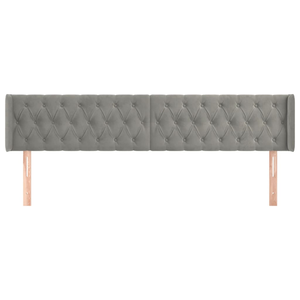 vidaXL Hoofdbord met randen 203x16x78/88 cm fluweel lichtgrijs afbeelding