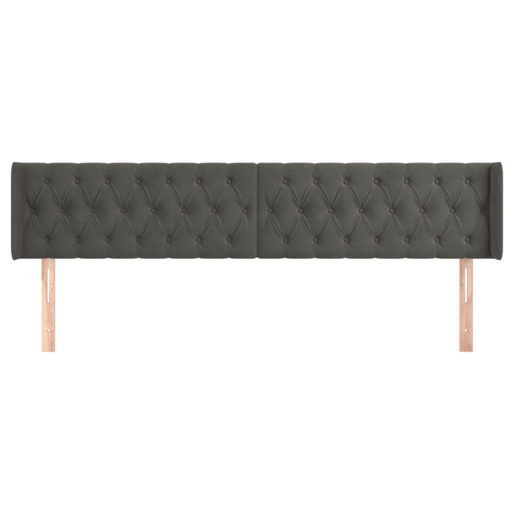 vidaXL Hoofdbord met randen 203x16x78/88 cm fluweel donkergrijs afbeelding