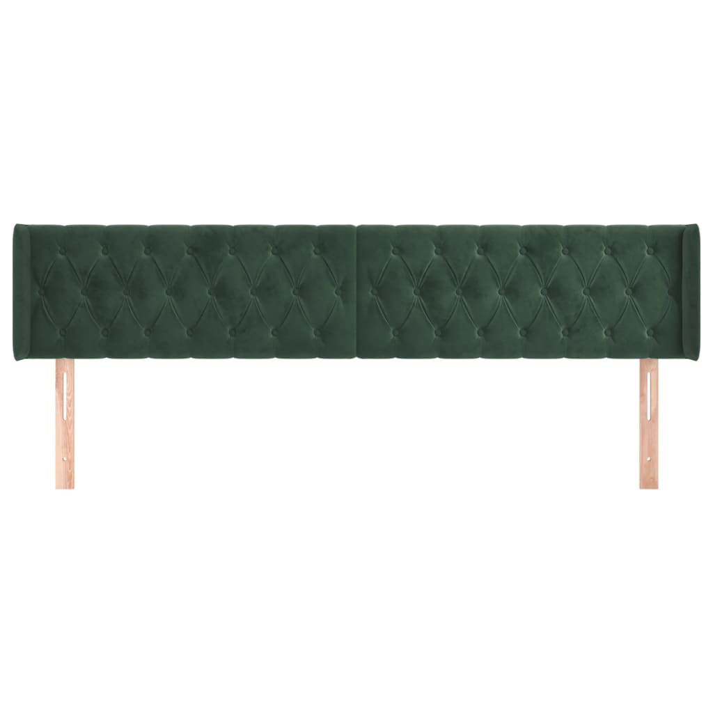 vidaXL Hoofdbord met randen 203x16x78/88 cm fluweel donkergroen afbeelding