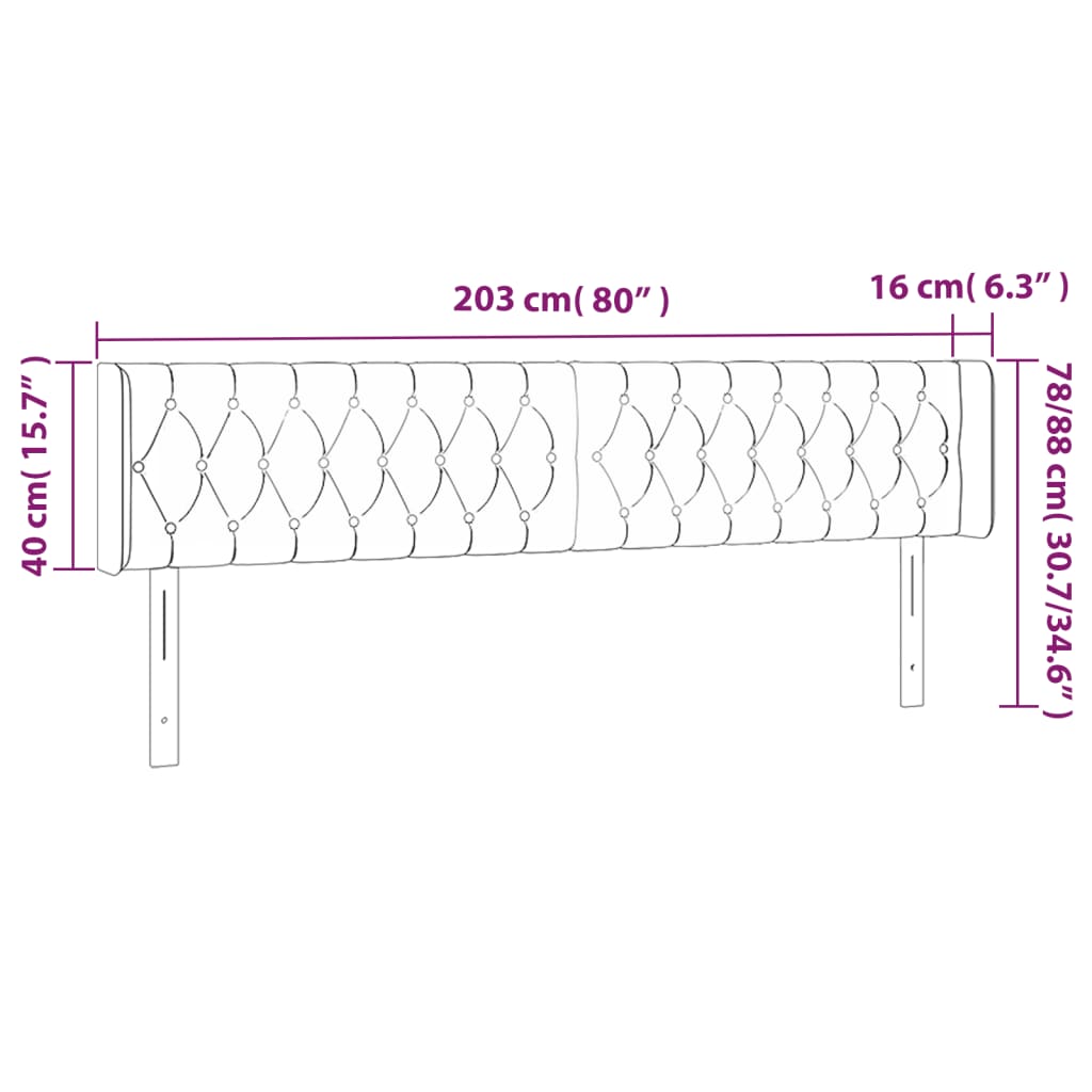 Tăblie pat cu aripioare albastru închis 203x16x78/88 cm catifea