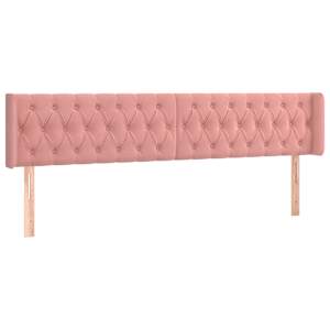 Čelo postele typu ušák růžová 203x16x78/88 cm samet - obrázek 2