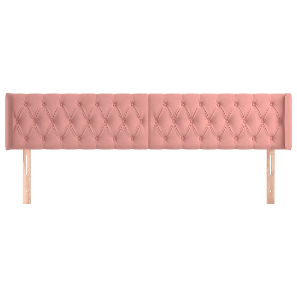 vidaXL Hoofdbord met randen 203x16x78/88 cm fluweel roze afbeelding
