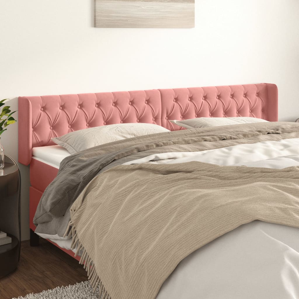 vidaXL TÄƒblie de pat cu aripioare roz 203x16x78/88 cm catifea