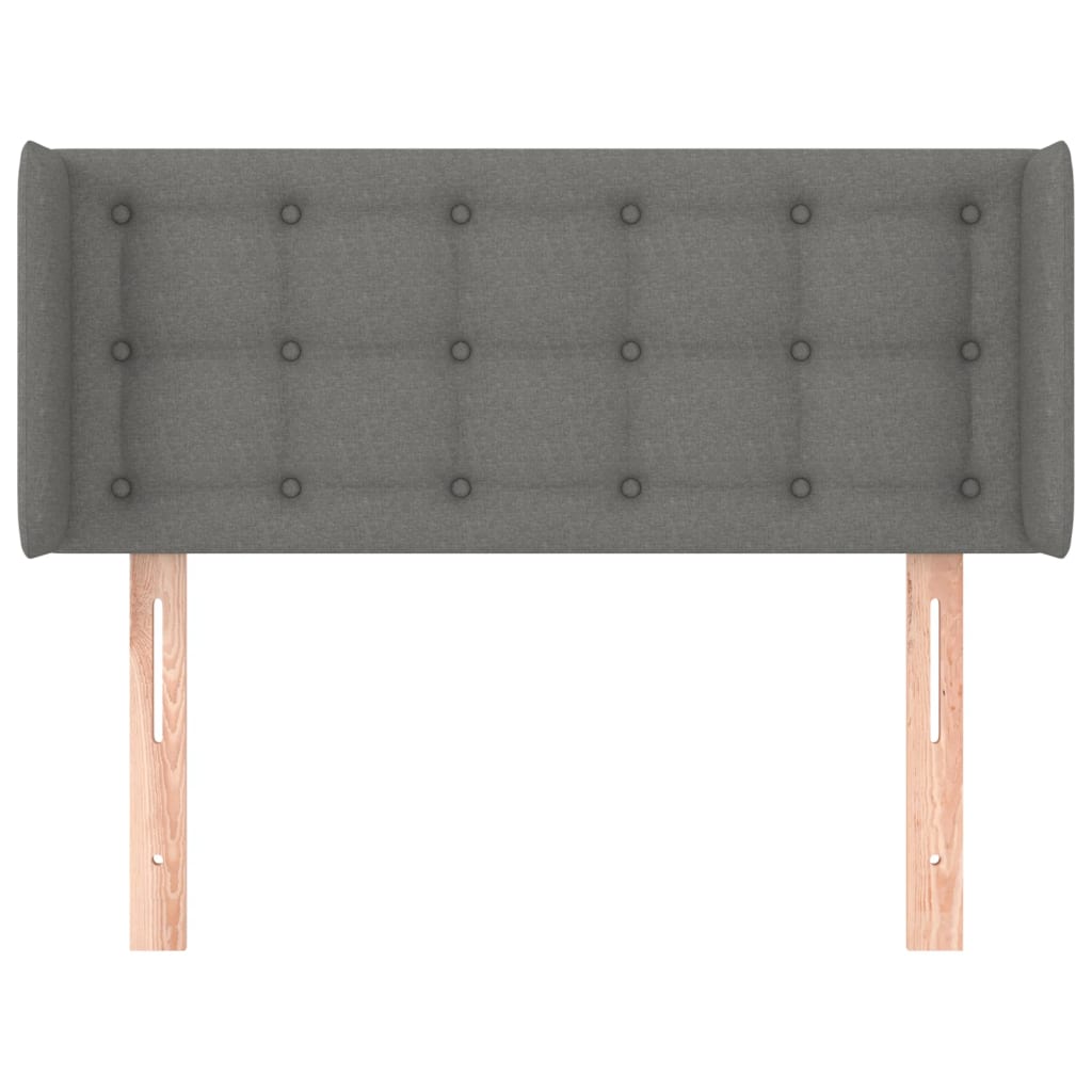 vidaXL Cabeceira de cama c/ abas tecido 83x16x78/88 cm cinzento-escuro