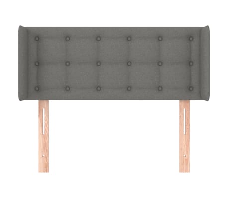 vidaXL Cabeceira de cama c/ abas tecido 83x16x78/88 cm cinzento-escuro