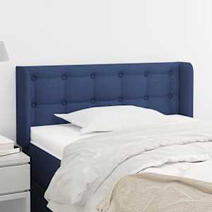 Čelo postele typu ušák modré 83 x 16 x 78/88 cm textil - obrázek 1
